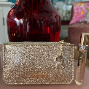 Jimmy Choo Gold Glitter Key & Card Holder